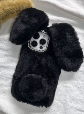 黑色耐脏保暖手兔子y78女生vivoy500/y50m/X300PRO/X100s/Y200i手机壳vivo s30pro mini毛绒S20/S19/s18/s17e