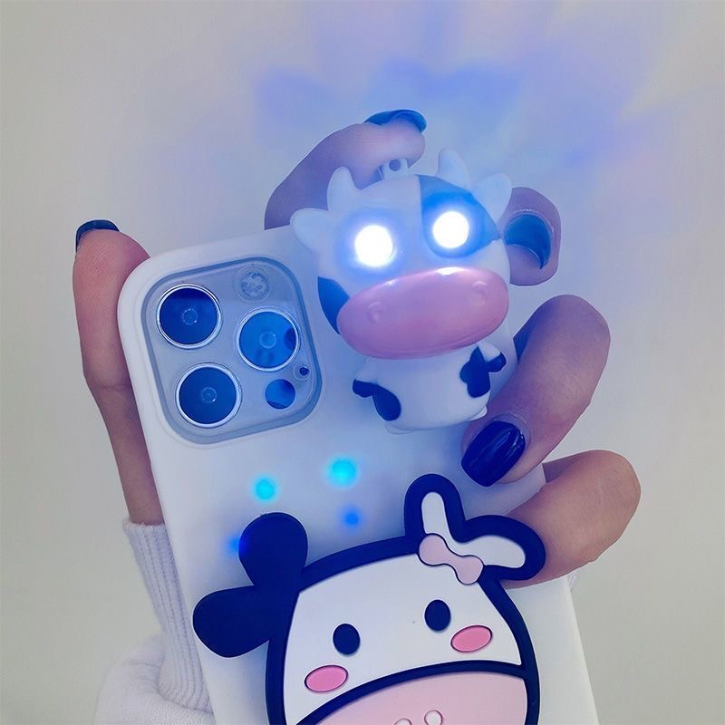 抖音立体发光发声奶牛A97/a57男女A58x/V50手机壳V70S情侣v60S真我NEO7se/gt6/5手机壳Realme14pro+/13/12/11