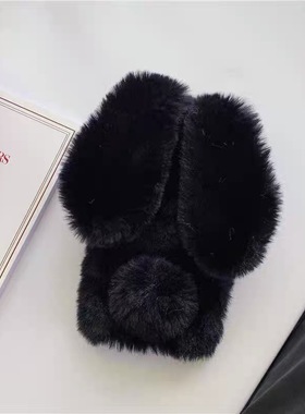 黑色耐脏兔子a57/A58x秋冬款V50/a97手机壳V70S毛绒毛茸茸v60S真我NEO7se/gt6/5手机壳Realme14pro+/13/12/11