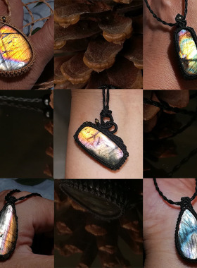 晴天出品手工编织天然彩光拉长月光项链毛衣链