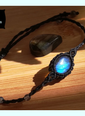 手工编织简约风月光石拉长石手绳