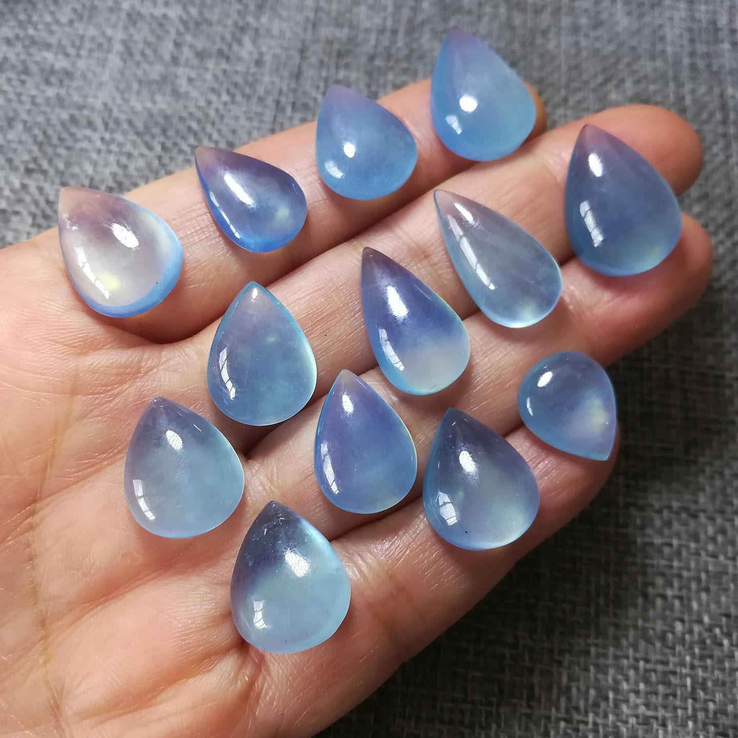 晴天石头海蓝宝无孔小水滴形裸石吊坠13-21mm