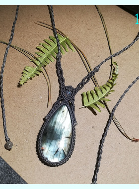 晴天出品手工编织银灰色系拉长石长项链可长可短