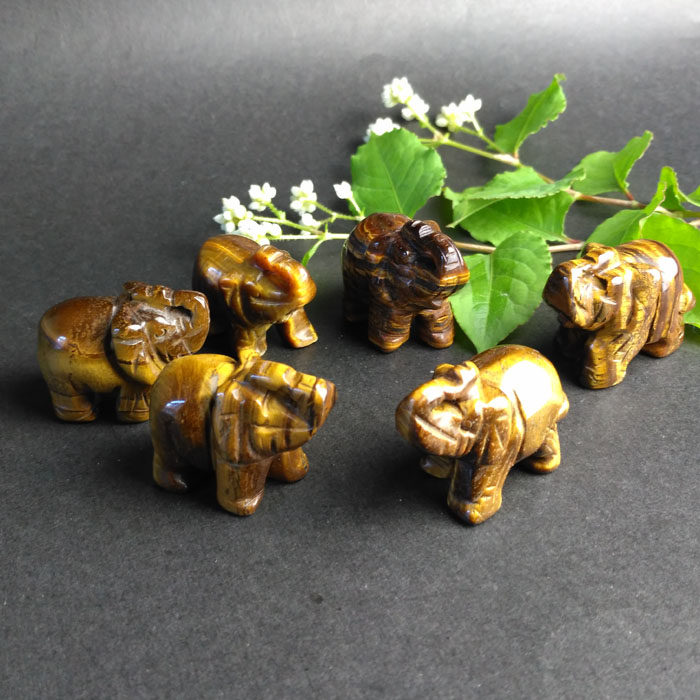 晴天石头铺天然虎眼石小雕刻摆件大象1.5寸约37毫米