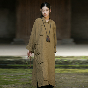 新品 长衫 改良旗袍时尚 禅服休闲禅修旅居茶服女式 袍子 个性 24秋女装