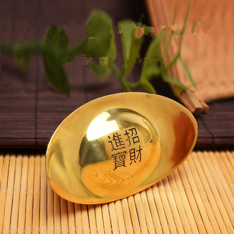 福顺阁铜金元宝纯铜实心摆件元宝礼品家用家居客厅工艺装饰大小号