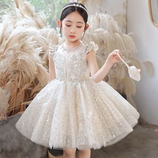 女童礼服2023年夏新款 小女孩生日钢琴演奏蓬蓬纱连衣裙儿童公主裙