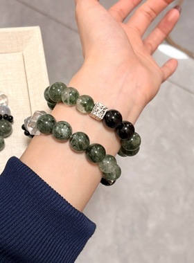 【绿境蓝谧】原创天然绿发晶绿云母复古气质手串时尚气质百搭男女