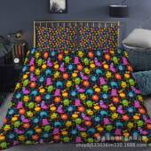 亚马逊卡通小怪兽跨境外贸被套三件套数码 印花磨毛床上用品