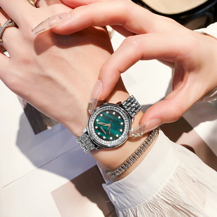 kangol袋鼠手表女款2024新款轻奢小众女士防水正品满钻小绿表女式