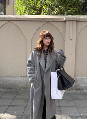 3ts 11/23 秋冬双面羊毛呢子廓形大衣中长款复古宽松西装毛呢外套