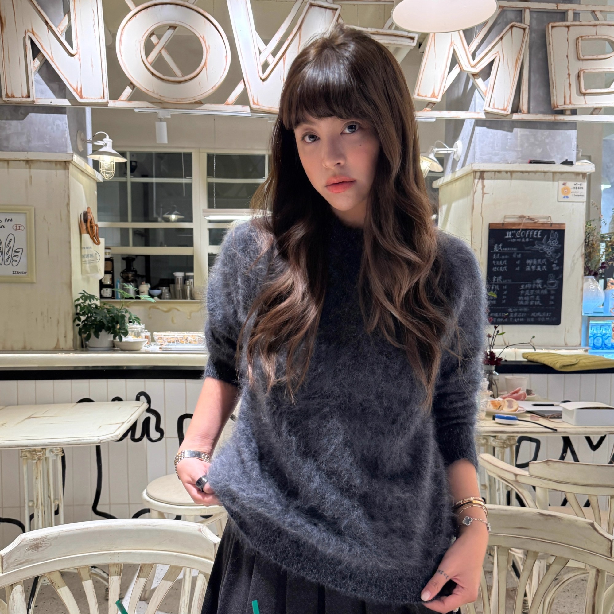 3ts冬高级感羊绒毛衣长毛针织羊毛衫桑蚕丝软糯拉绒上衣