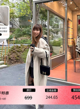 3ts10o羊毛双面呢子大衣高级感慵懒风中长款系带毛呢外套