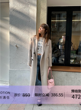 3ts【清仓】1oo%羊毛呢子大衣冬季赫本风中长款毛呢外套女