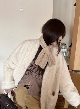 3ts 12/27 秋冬10o羊毛绞花围巾韩版MINI短款针织保暖深灰色围脖