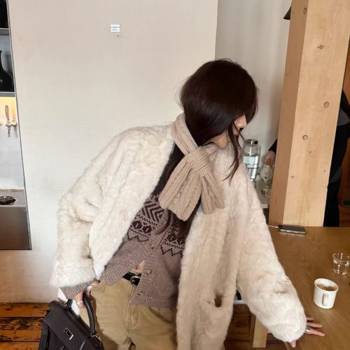 3ts 12/27 秋冬10o羊毛绞花围巾韩版MINI短款针织保暖围脖