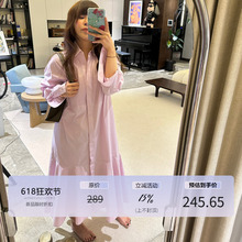 3ts夏季气质衬衫裙设计感白色高级感长裙法式连衣裙春季长袖裙子