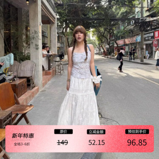 上衣女 碎花背心无袖 3ts法式 海边度假涂鸦印花吊带夏季