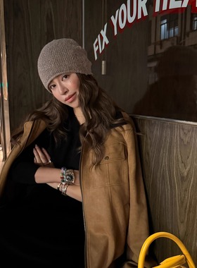 3ts秋冬韩版针织帽显脸包头帽复古小冷帽堆堆帽毛线帽子