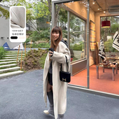 3ts10o羊毛双面呢子大衣高级感慵懒风中长款 系带毛呢外套