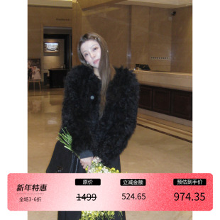 3ts冬季 1oo羊毛手工编织皮草大衣秋冬毛毛外套