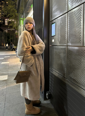 3ts秋冬加厚仿皮草宽松大衣冬季环保中长款毛毛外套