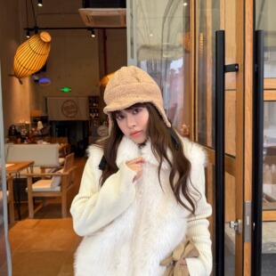 3ts法式 高级感假两件环保皮草仿貂毛小众针织拼接毛毛加厚外套女