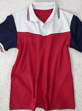 可定制中小学生四季校服  夏季纯棉红色拼接白色深蓝色短袖校服