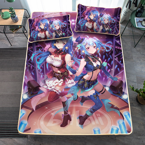 2233娘冰丝席三件套某站看板娘夏季凉感男寝室单人凉席子学生宿舍