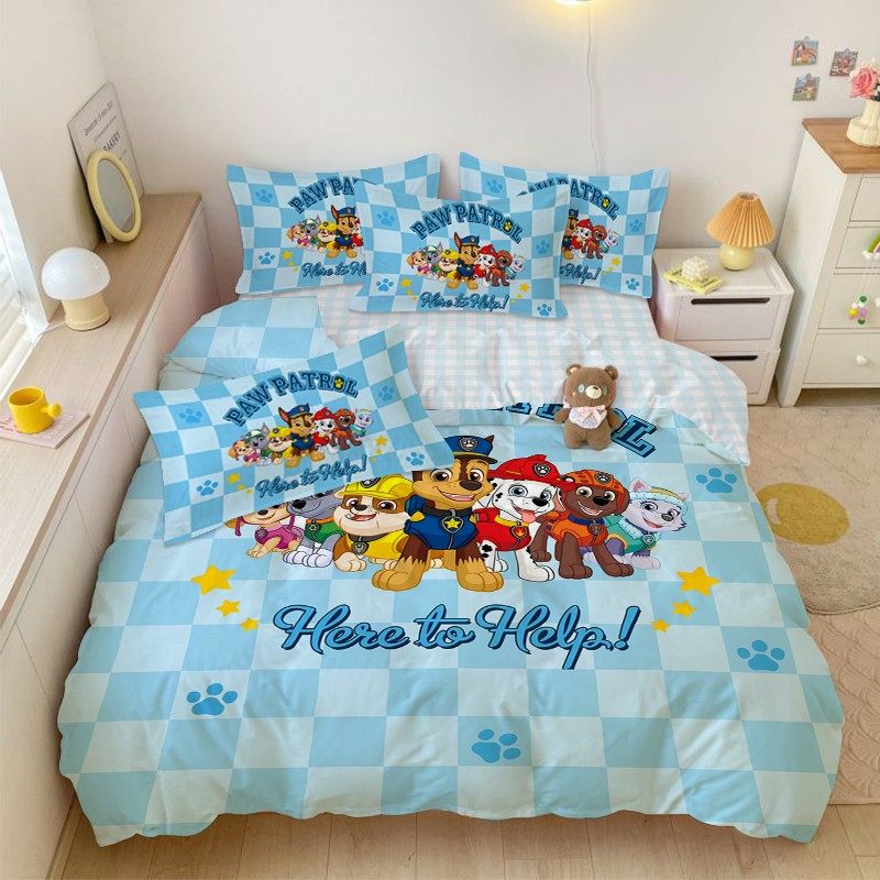 汪汪队全棉床品四件套可爱小狗三件套卡通寝室宿舍纯棉被套儿童房,床上用品,床品套件/四件套/多件套,淘宝优惠券,粉丝福利购,淘宝优惠卷