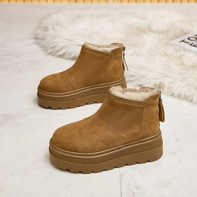 底松糕厚底毛抗寒雪地靴女