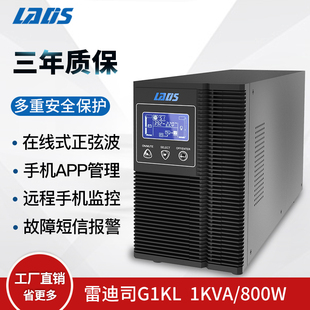 800W 电池100AH 在线式 8小时 6只 UPS不间断电源G1KL 雷迪司1KVA