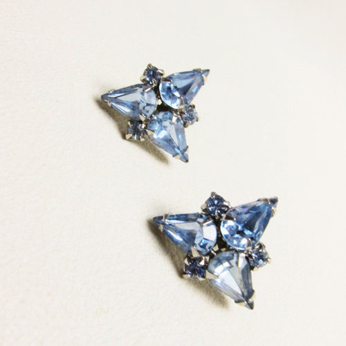 【WEISS】冰蓝三角钻星芒复古耳夹~Jessie的维琴察 中古
