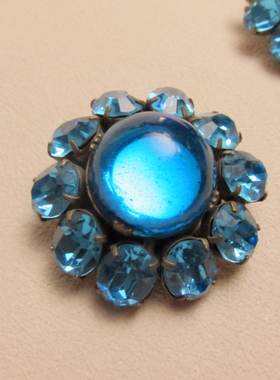 【ANN-VIEN 中古款】深海蓝琉璃繁花耳夹~Jessie的维琴察 中古