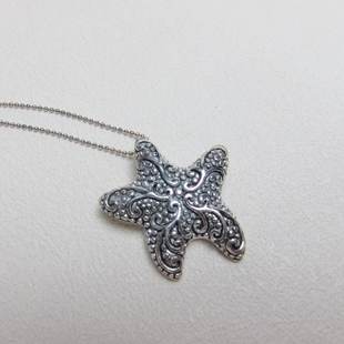 Jessie S925纯银雕花海星项链 维琴察中古vintage 复古海洋风