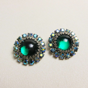 【GRIPOIX】祖母绿琉璃蓝钻星芒耳夹~Jessie的维琴察 中古