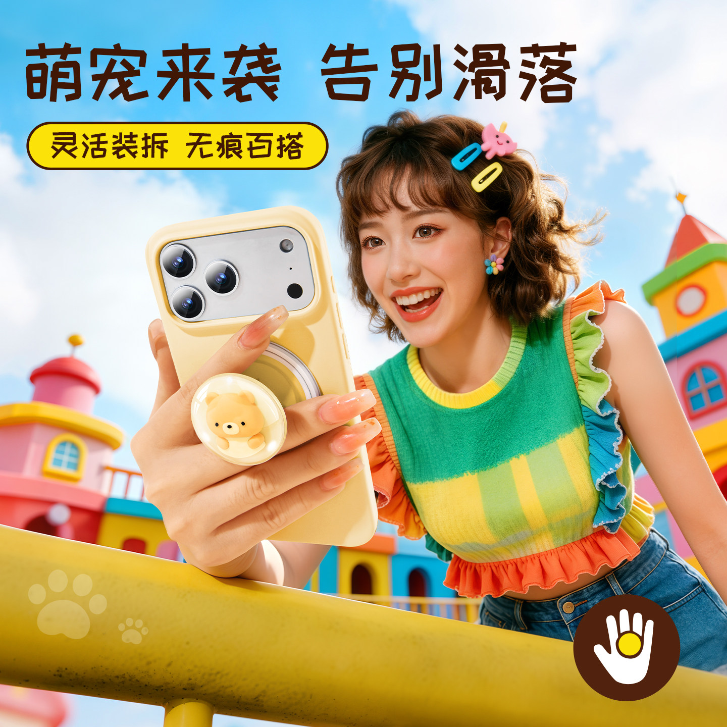 雪奈儿磁吸气囊手机壳支架后背贴可爱指环扣强力magsafe可旋转折叠高级感伸缩创意透明配件便携小众立体新款