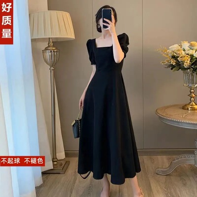 气质短袖连衣裙女夏季新款大码女装显瘦胖MM中长款遮肚子A字裙子