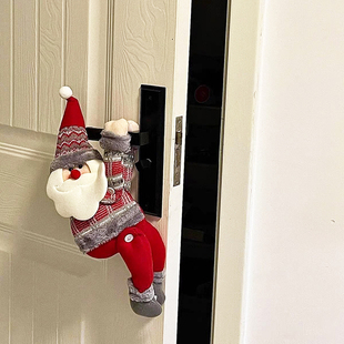 圣诞老人装饰真好看品门把手挂件玩偶卧室入户门店铺氛围布置挂饰