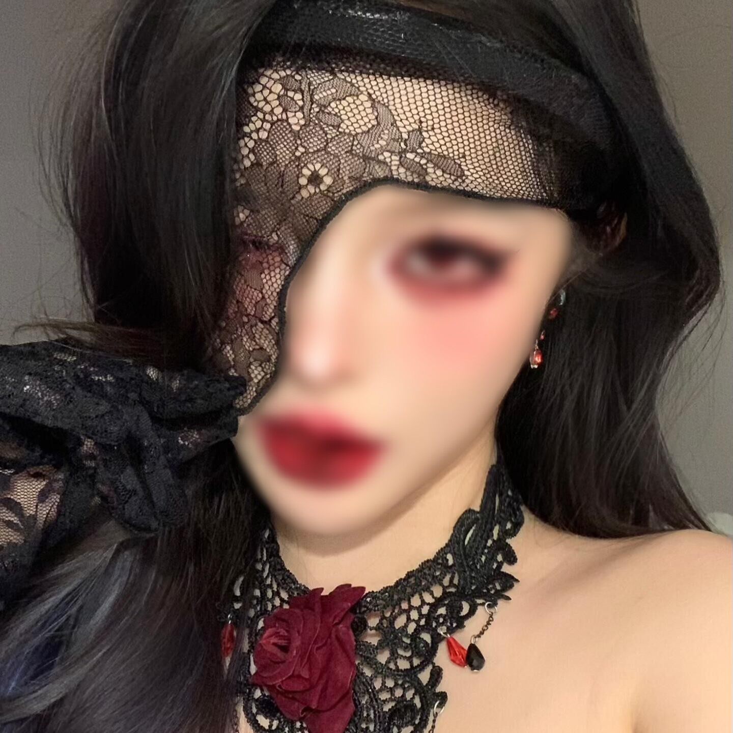 蕾丝面纱发箍易梦玲同款性感黑色女士万圣节COS面具晚会派对道具