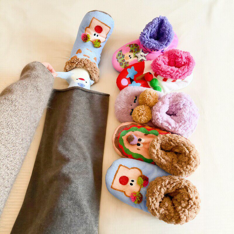 地板袜中筒袜月子袜冬孕妇袜子女珊瑚绒女款袜子睡眠袜秋冬保暖