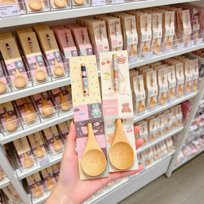 可爱勺子家用竹勺儿童勺子食用级高颜值吃饭专用勺子餐勺木柄勺