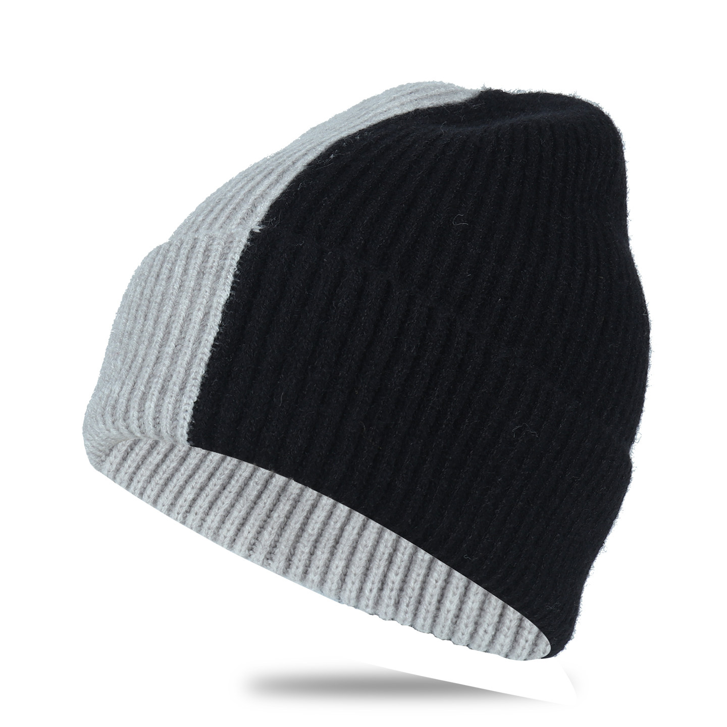 男士帽子秋冬针织帽单层不加绒拼色毛线帽个性拼色护耳包头帽户外