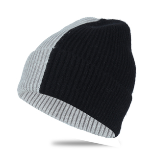 男士帽子秋冬针织帽单层不加绒拼色毛线帽个性拼色护耳包头帽户外