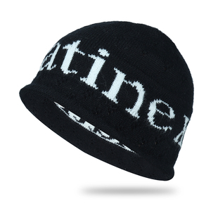 男士帽子薄款单层针织帽字母个性休闲包头帽秋冬毛线帽瓜皮帽冷帽