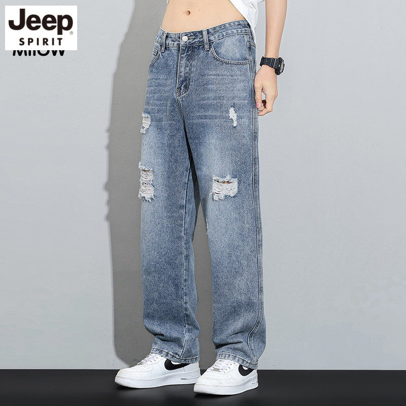 JEEP破洞牛仔裤男款春秋季图片
