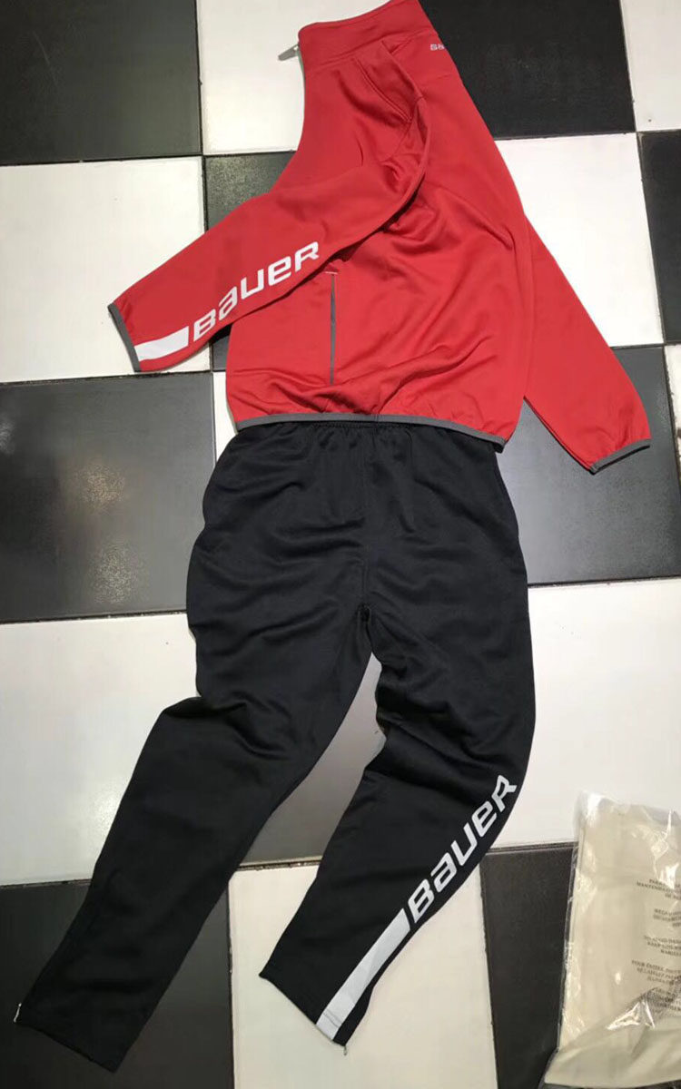 BAUER KIDS FALL HOCKEY TRAINING KIT FULL POLYESTER BREATHABLE SPORTS PULLOVER A HALF ZIP STAND COLLAR AND LONG SLEEVES