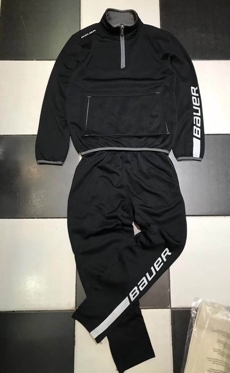 BAUER KIDS FALL HOCKEY TRAINING KIT FULL POLYESTER BREATHABLE SPORTS PULLOVER A HALF ZIP STAND COLLAR AND LONG SLEEVES