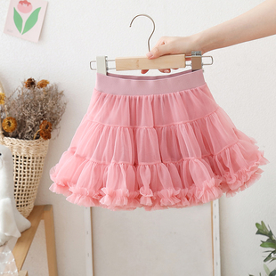 女童半身裙凸凸百褶裙2025新款儿童网纱裙tutu春秋女宝宝蓬蓬裙子