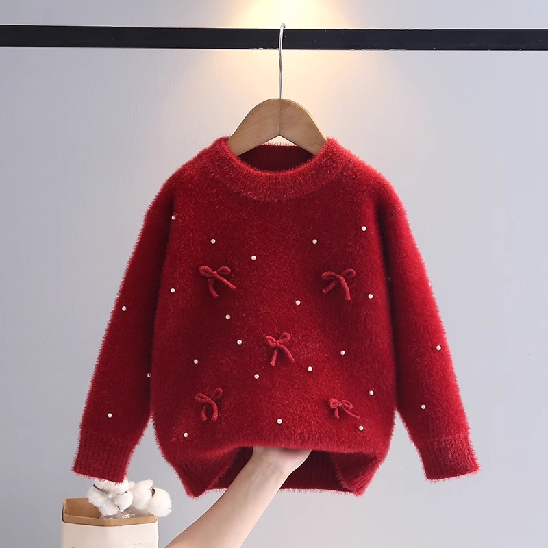 女童水貂绒毛衣宽松上衣